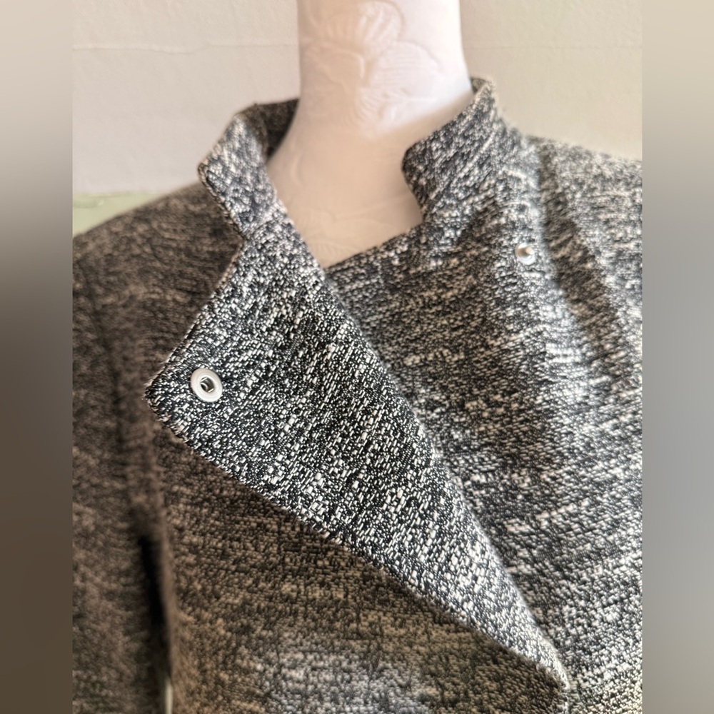 Zara Basics Black/White Tweed Long Blazer - Picture 2 of 4